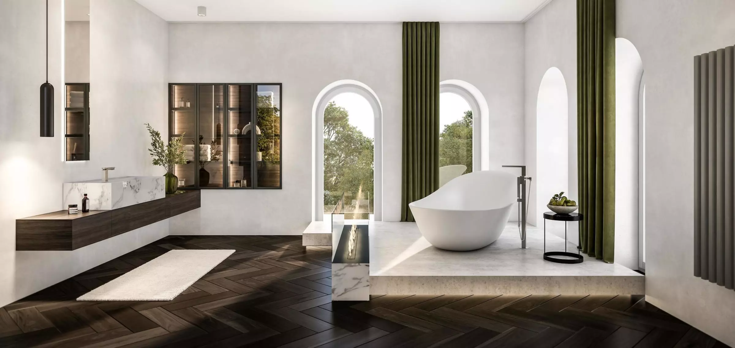 Italienisches Luxus Bad mit freistehender Badewanne